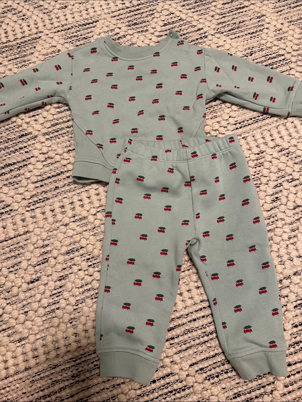 Cloud Island Christmas Baby Sweatshirt & Joggers with Red Car Motif
